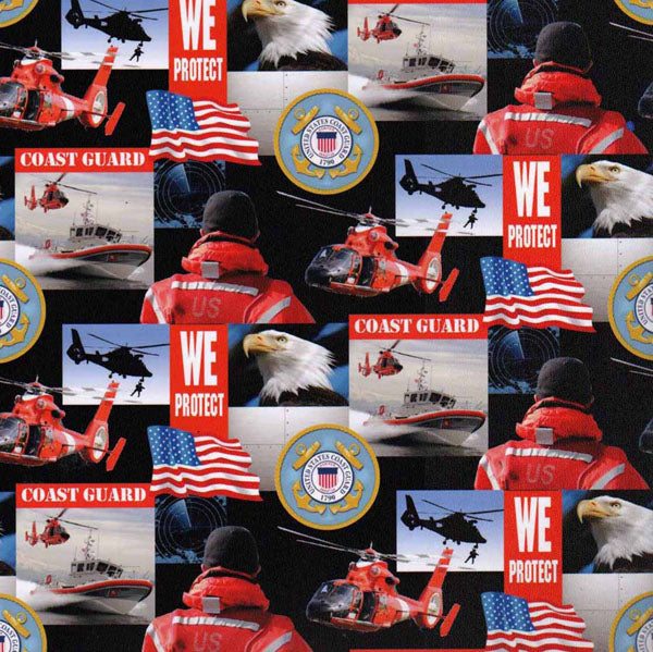 Military Fabric, Coast Guard Fabric, Emblem 4512 - Beautiful Quilt 