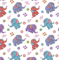 Children's Fabric,  Cartoon Elephant Fabric Love, Cotton or Fleece 5602 - Beautiful Quilt 