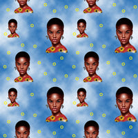 Women of Color Fabric, Black Women Fabric on Blue, Cotton or Fleece, 3875 - Beautiful Quilt 