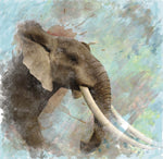 African Animal Fabric, Custom Print Panel, Elephant Fabric Watercolor 20-5374 - Beautiful Quilt 