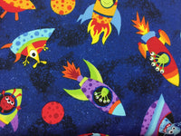 Children's Fabric, Space Fabric, Timeless Treasures, Space Ships with Aliens 7195 - Beautiful Quilt 