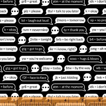 Children's Fabric, Emoji Fabric, Text Me Back, Words 5944 - Beautiful Quilt 