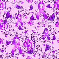 Cancer Fabric, Pancreatic Cancer Fabric, Epilespy Fabric, Hodgkin's Lymphoma Cancer Flowers Butterflies and Ribbons, Cotton or Fleece 7109 - Beautiful Quilt 