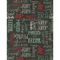 Christmas Fabric, Frosted Holiday, Writing Black 5784 - Beautiful Quilt 