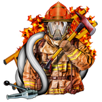 Fire Fighter Fabric, Custom Print Panel, Firefighter with Ax 5766 - Beautiful Quilt 