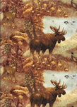 Wildlife Fabric, Moose Fabric, Mountain Woods, All Over Realistic Moose 7045 - Beautiful Quilt 
