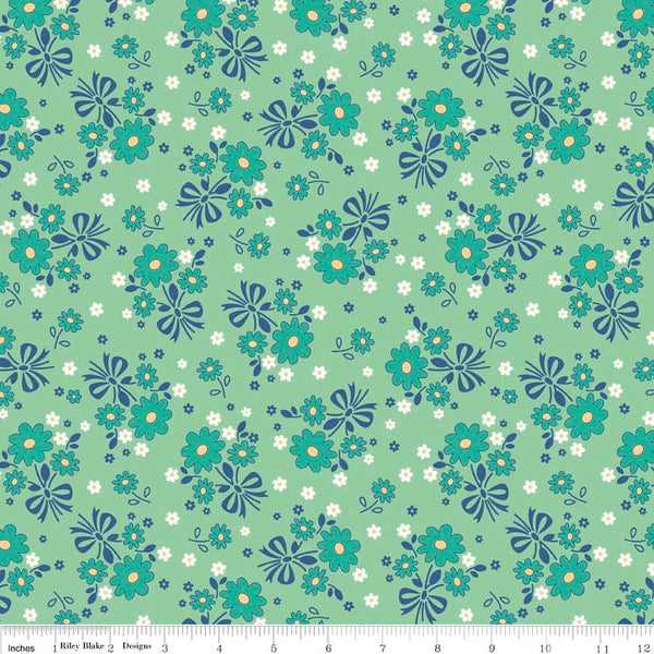 1930 Reproduction Fabric, Calico Days, Flowers Green 7092 - Beautiful Quilt 