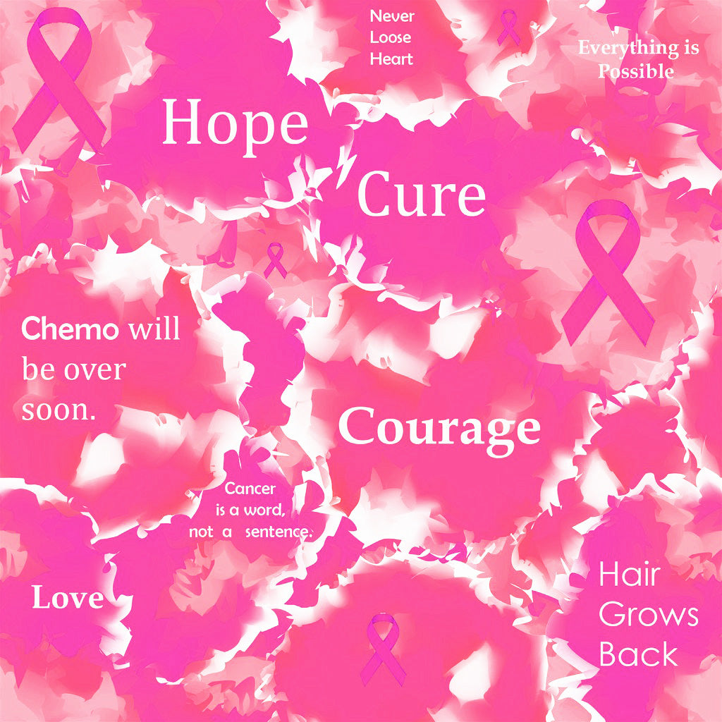 Home › Cancer Fabric, Breast Cancer Fabric, Inspirational Words Pink ...