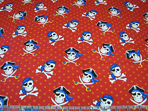 Children's Fabric, Pirate Fabric, Dead Man's Cove, Scull and Cross Bone 7184 - Beautiful Quilt 