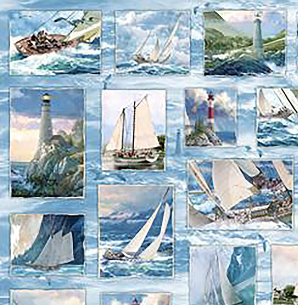 Beach Fabric, Wind and Waves, Boats  7231 - Beautiful Quilt 