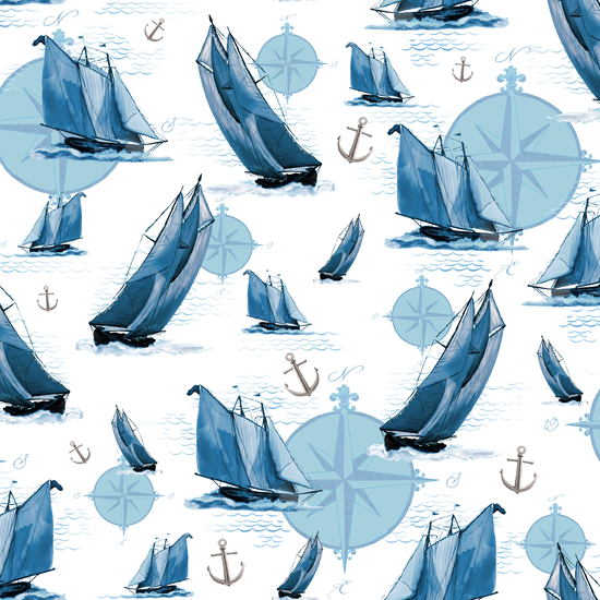 Beach Fabric, Sail Away, Sail Boats 7232 - Beautiful Quilt 
