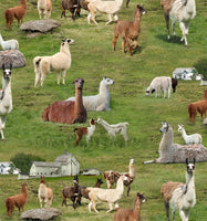 Farm Fabric Llama Fabric Farm Animals Green 4676 - Beautiful Quilt 