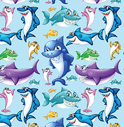 Childrens Fabric,  Whimsical Shark, Cotton or Fleece 5597 - Beautiful Quilt 
