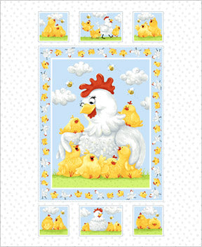 Baby Fabric Susybee Pippa Chicken Fabric Panel 4238 - Beautiful Quilt 