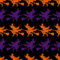 Halloween Fabric, Witch Fabric, Purple and Orange, Cotton or Fleece, 4025 - Beautiful Quilt 
