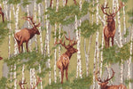 Wildlife Fabric Elk Fabric The Elk Gathering Elks and Trees 4059 - Beautiful Quilt 