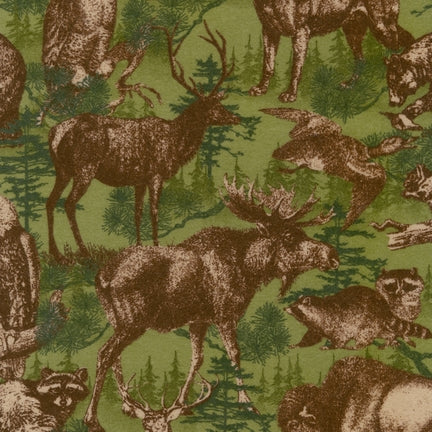 Wildlife Fabric Deer Fabric Timber Lodge FLANNEL 4101 - Beautiful Quilt 