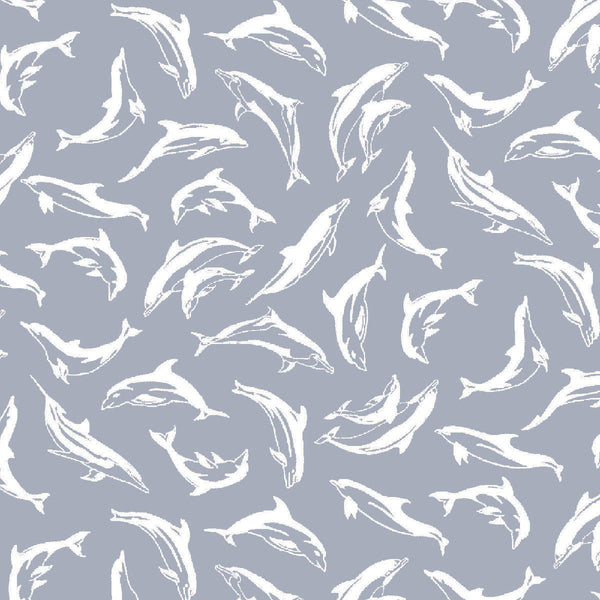 Dolphin Fabric EQ Make A Splash Ocean Silhouette Gray 4926 - Beautiful Quilt 