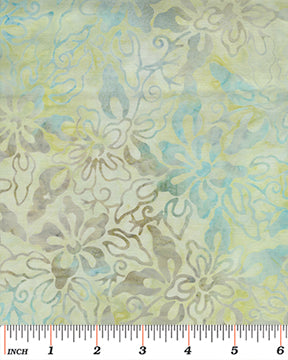 Batik Fabric Benartex Tropical Breeze Balis Flower Teal 4659 - Beautiful Quilt 
