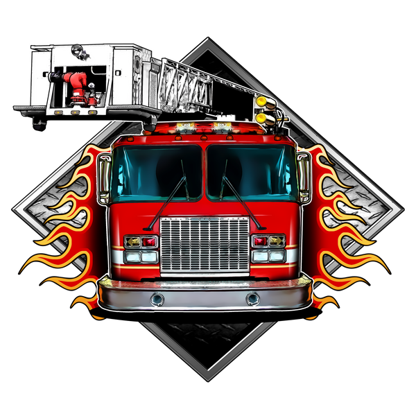 Fire Fighter Fabric, Fire Engine Fabric Panel 1705 - Beautiful Quilt