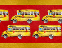 School Bus Fabric, School Bus on Border Fabric, Cotton or Fleece 3420 - Beautiful Quilt 