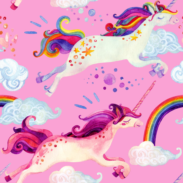 Children's Fabric, Unicorn Fabric on Pink, Cotton or fleece, 4013 - Beautiful Quilt 
