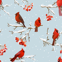 Christmas Fabric, Cardinal Bird Fabric, Cotton or Fleece - Beautiful Quilt 