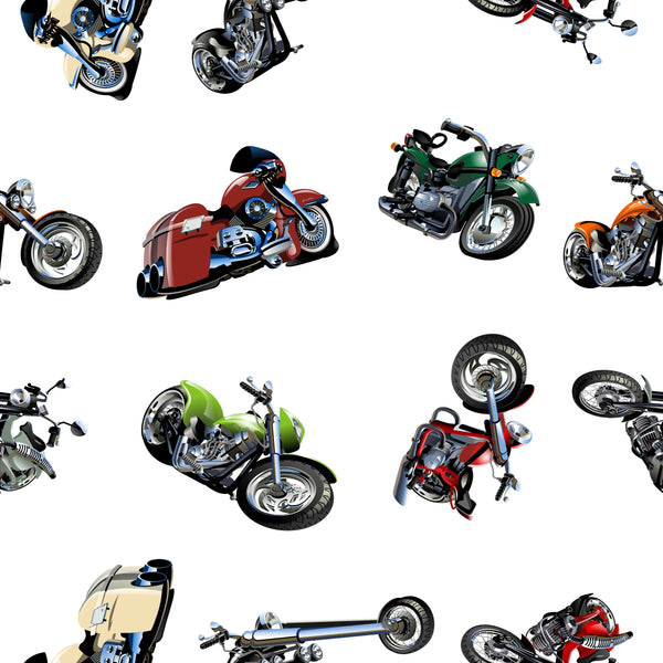 Motorcycle Fabric, Motorcycles Tossed All Over, Cotton or Fleece 1686 - Beautiful Quilt 