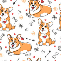 Dog Fabric, Cartoon Corgi Fabric, Cotton or Fleece 5116 - Beautiful Quilt 