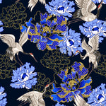 Flower Fabric, Asian Fabric, Crane Fabric, cotton or fleece 1560 - Beautiful Quilt 