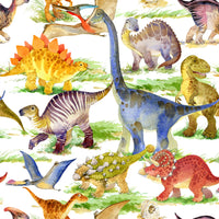 Dinosaur Fabric, Watercolor Whole Dinosaur, Cotton or Fleece 1808 - Beautiful Quilt 
