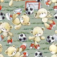 Soccer Fabric, Teddy Bears Playing Soccer, Cotton or Fleece, 3383 - Beautiful Quilt 