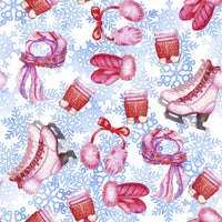 Christmas Fabric, Skating Fabric with Snowflakes, Cotton or Fleece, 4001 - Beautiful Quilt 
