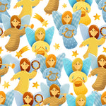 Angel Fabric, AC023, Blue and Gold Angel Fabric, Cotton or Fleece, 3987 - Beautiful Quilt 