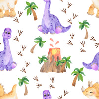 Dinosaur Fabric, Children's Fabric, Purple Dino's, Cotton or Fleece 2068 - Beautiful Quilt 