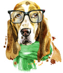 Dog Fabric, Smart Basset Hound, He has glasses, 2065 - Beautiful Quilt 
