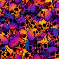 Halloween Fabric, Skull Fabric, Purple Orange and Red, Cotton or Fleece, 4028 - Beautiful Quilt 