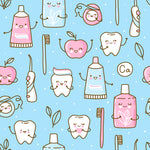 Dentist Fabric, Teeth, Tooth Brushes, Paste Fabric on Turquoise, 3702 - Beautiful Quilt 