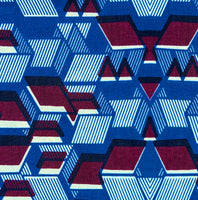 Geometric Fabric, Blue and Brown Trapezoid Fabric, Cotton or Fleece, 3879 - Beautiful Quilt 