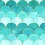 Blender Fabric, Teal 1, Scallop Fabric, Variation, Cotton or Fleece, 3972 - Beautiful Quilt 