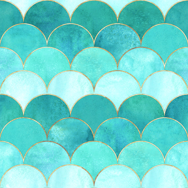Blender Fabric, Teal 1, Scallop Fabric, Variation, Cotton or Fleece, 3972 - Beautiful Quilt 