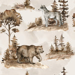 Animal Fabric, Wolf Fabric, Bear Fabric, Watercolor,  Fleece 3304 - Beautiful Quilt 