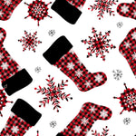Christmas Fabric, Christmas Stockings Red and Black, Cotton or Fleece, 3331 - Beautiful Quilt 