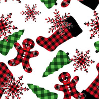 Christmas Fabric, Stockings, Trees, Gingerbread Men, Cotton or Fleece, 3332 - Beautiful Quilt 
