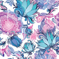 Flower Fabric, Teal, blue and rose colored Flower Fabric, 1564 - Beautiful Quilt 
