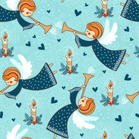 Angel Fabric, AC019, Children's Angel Fabric, Angels Blowing the Horns, Cotton or Fleece, 3978 - Beautiful Quilt 