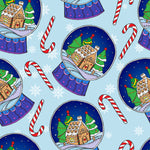 Christmas Fabric, Snow Globe and Candy Cane fabric, Cotton or Fleece 3347 - Beautiful Quilt 