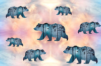 Bear Fabric, Blue Bear Sihouette Fabric on a pastel background, Cotton or Fleece 1581 - Beautiful Quilt 