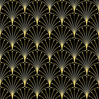 Black and Gold Fabric, Geometric Fan, Cotton or Fleece, 3918 - Beautiful Quilt 