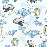 Baby Fabric, Boy Fabric, Airplane and Air Balloon Fabric, Cotton or Fleece, 635 - Beautiful Quilt 